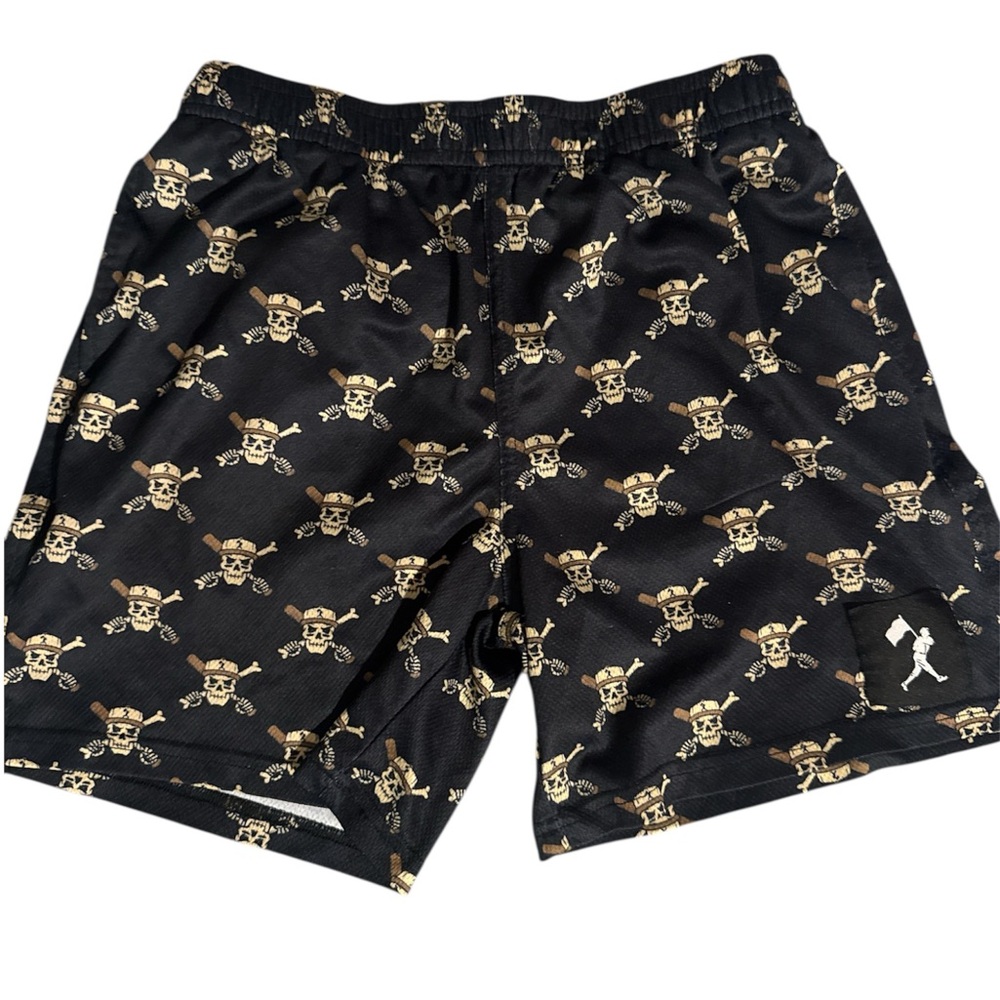 Baseballism Black Skull Pattern Shorts